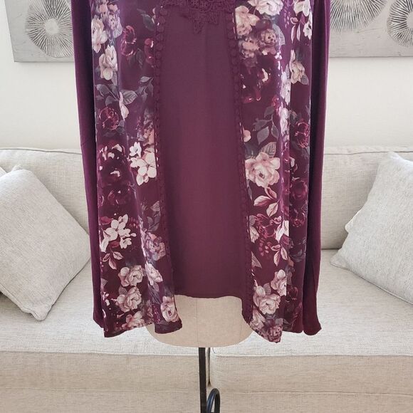 NEW! Marucies Crochet & Lace Floral Long Sleeve Blouse - size 4X in Purple - Picture 4 of 12